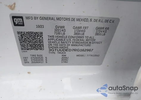 2024 GMC Sierra 1500 4Wd Short Box Slt from USA, damaged, VIN 3GTUUDED7RG162967